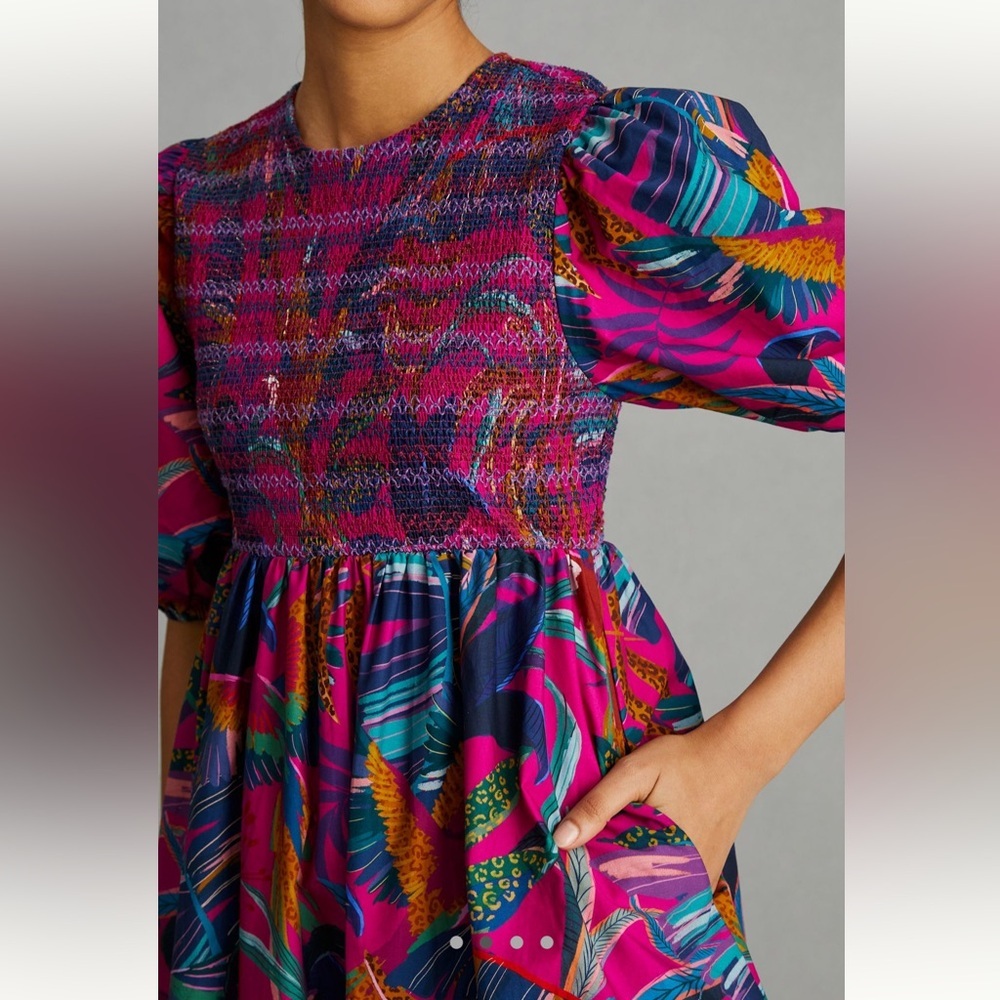 Farm Rio smocked midi dress. Size S. EUC. - Picture 2 of 8